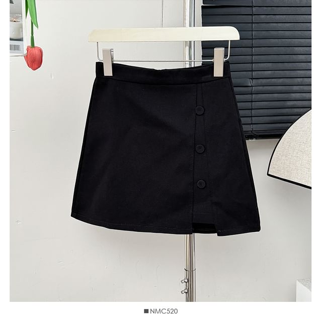 Asymmetrical High-Rise A-Line Mini Skirt