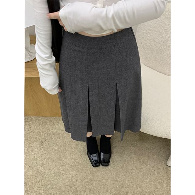 Pleated A-Line Skirt with High Rise