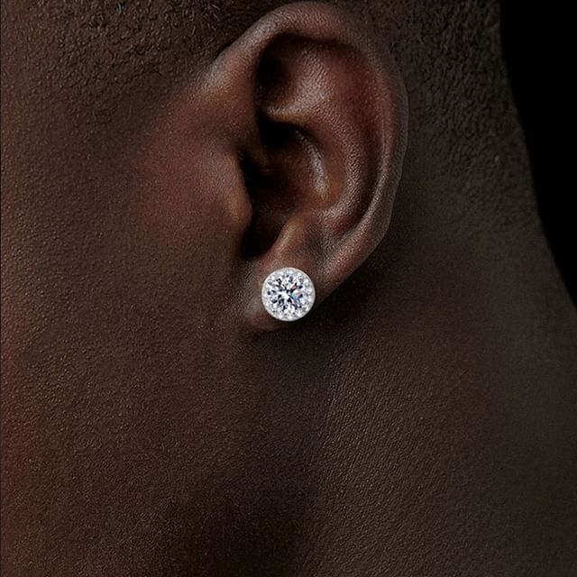 Moissanite Rhinestone Magnetic Earrings - Sterling Silver