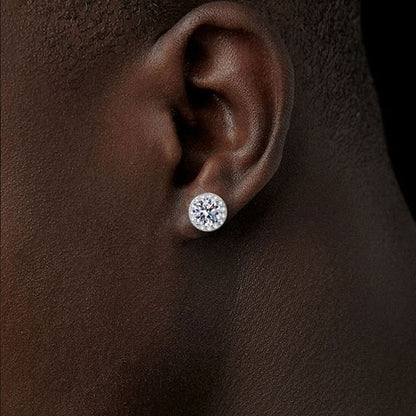 Moissanite Rhinestone Magnetic Earrings - Sterling Silver