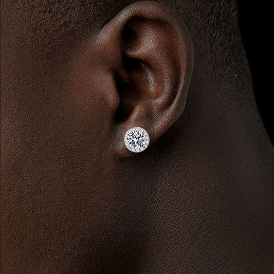 Moissanite Rhinestone Magnetic Earrings - Sterling Silver