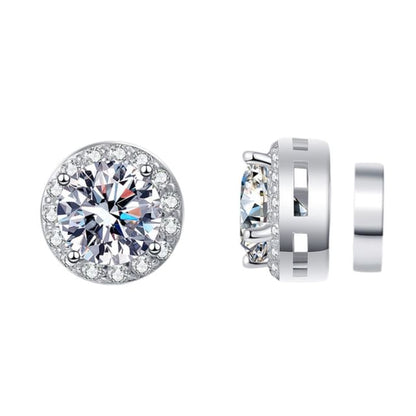 Moissanite Rhinestone Magnetic Earrings - Sterling Silver