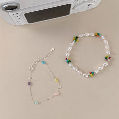 / S925 Pearl Bead Sterling Silver Bracelet Freshwater