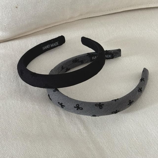 Fabric Bow Embroidered Headband