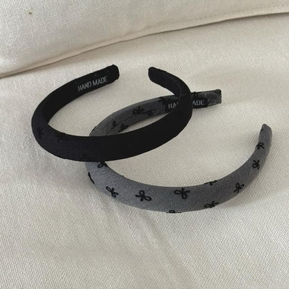 Fabric Bow Embroidered Headband