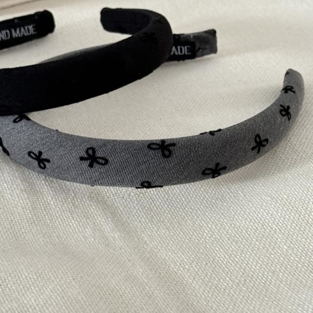 Fabric Bow Embroidered Headband