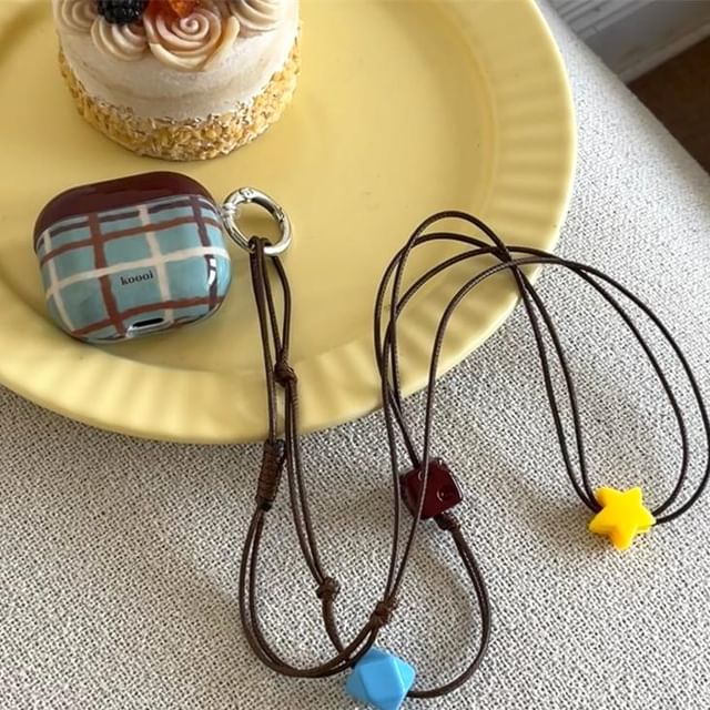 Pro Skin / Lanyard Charm AirPods Case Plaid Dog Earphone