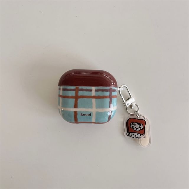 Pro Skin / Lanyard Charm AirPods Case Plaid Dog Earphone