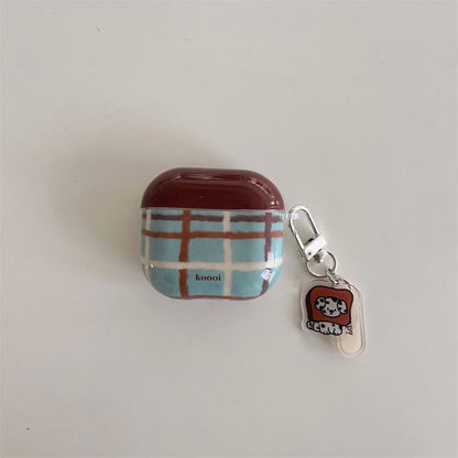 Pro Skin / Lanyard Charm AirPods Case Plaid Dog Earphone