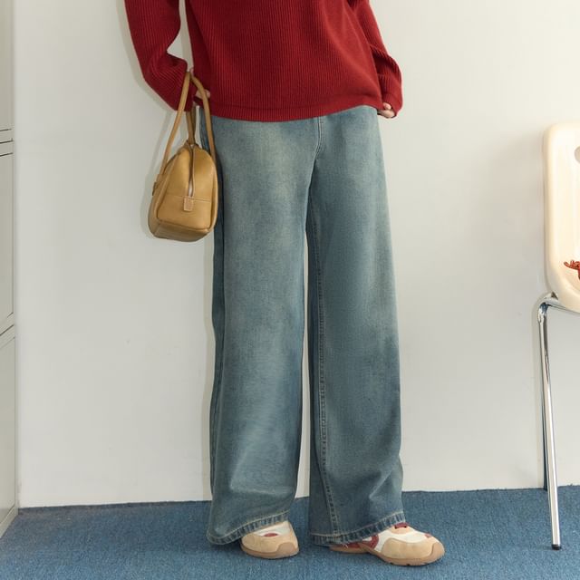 Plus Size High Waist Knit Wide Leg Pants