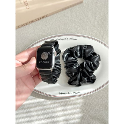 Faux Watch Apple Shirred Leather Band