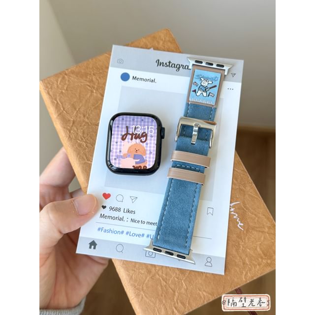 Genuine Band Watch Embroidered Leather Apple Animal