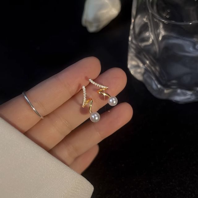 Earring Drop Alloy Faux Pearl