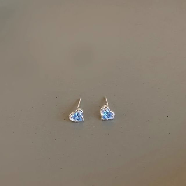 Earring Heart Stud Rhinestone Alloy