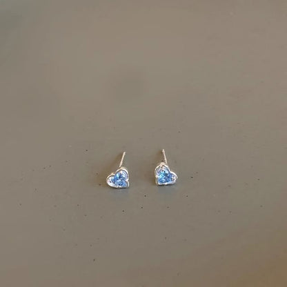 Earring Heart Stud Rhinestone Alloy