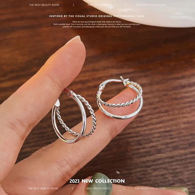 Layered Earring Alloy Hoop