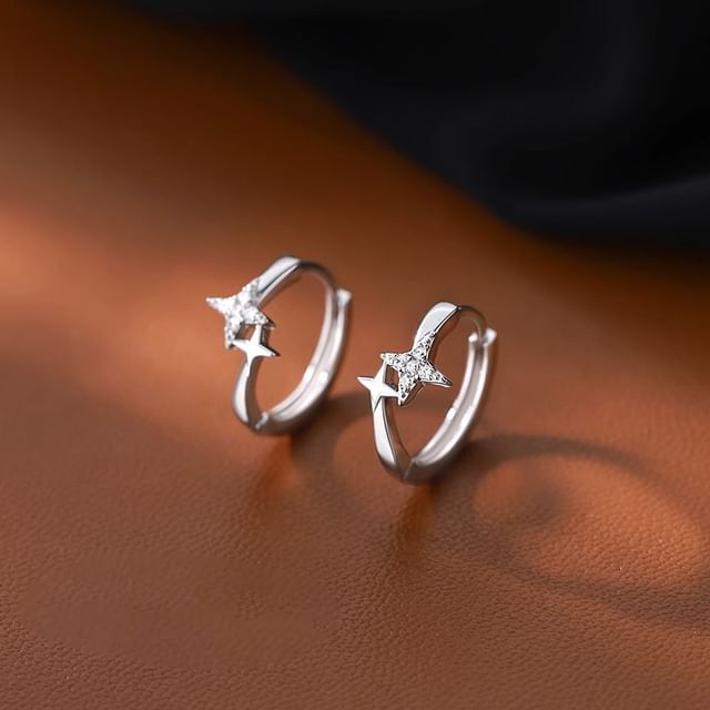 Earring Rhinestone Star Alloy Hoop