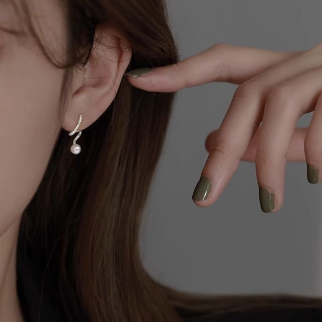 Earring Drop Alloy Faux Pearl