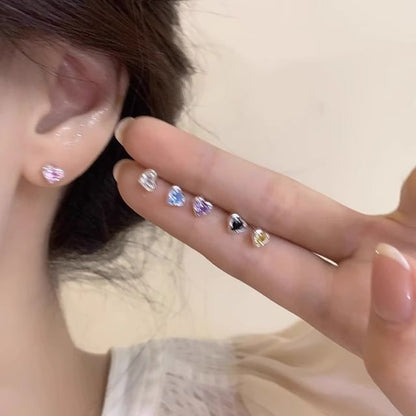 Earring Heart Stud Rhinestone Alloy