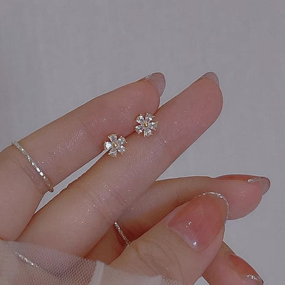 Rhinestone Stud Floral Earring Alloy