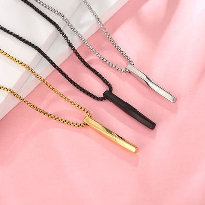 Twisted Bar Pendant Necklace - Minimalist