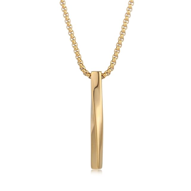 Twisted Bar Pendant Necklace - Minimalist