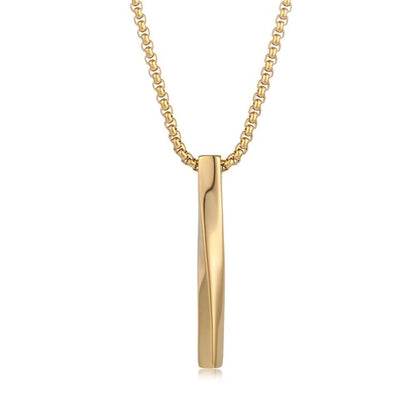 Twisted Bar Pendant Necklace - Minimalist