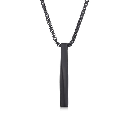 Twisted Bar Pendant Necklace - Minimalist