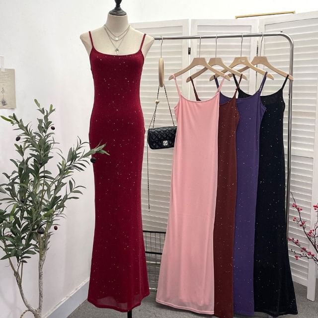 Glitter Sheath Maxi Dress
