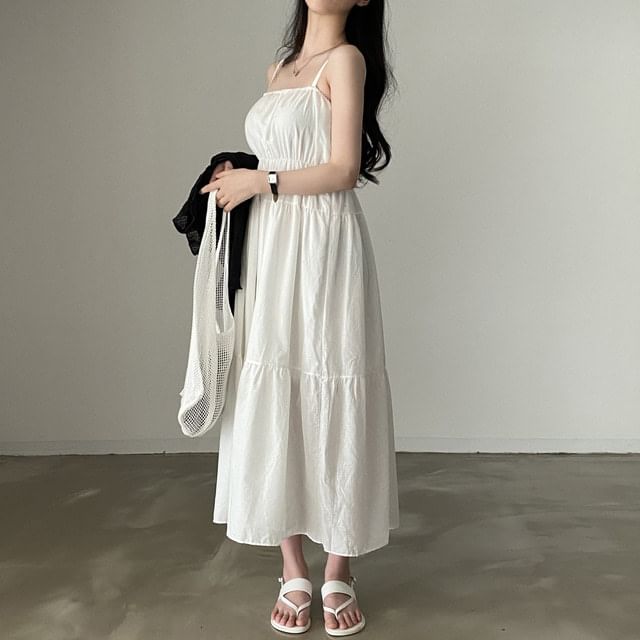 Plain Panel A-Line Maxi Dress