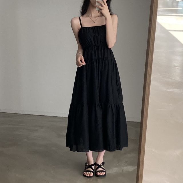 Plain Panel A-Line Maxi Dress