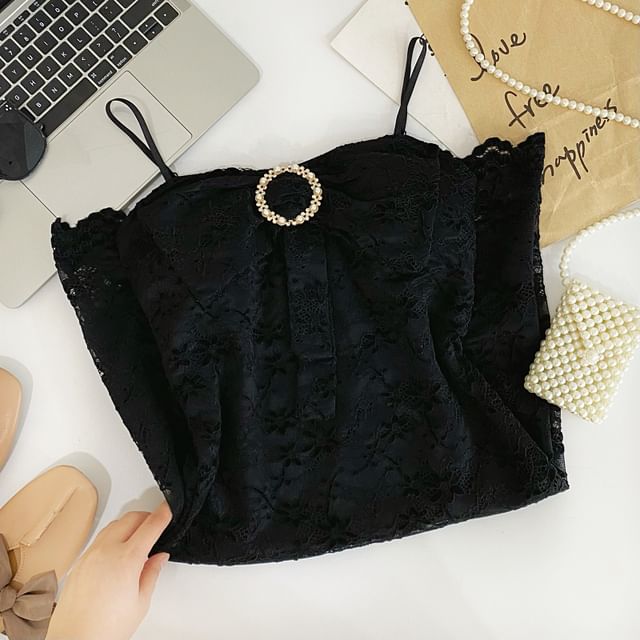 Rhinestone Buckled Lace Bodycon Mini Dress