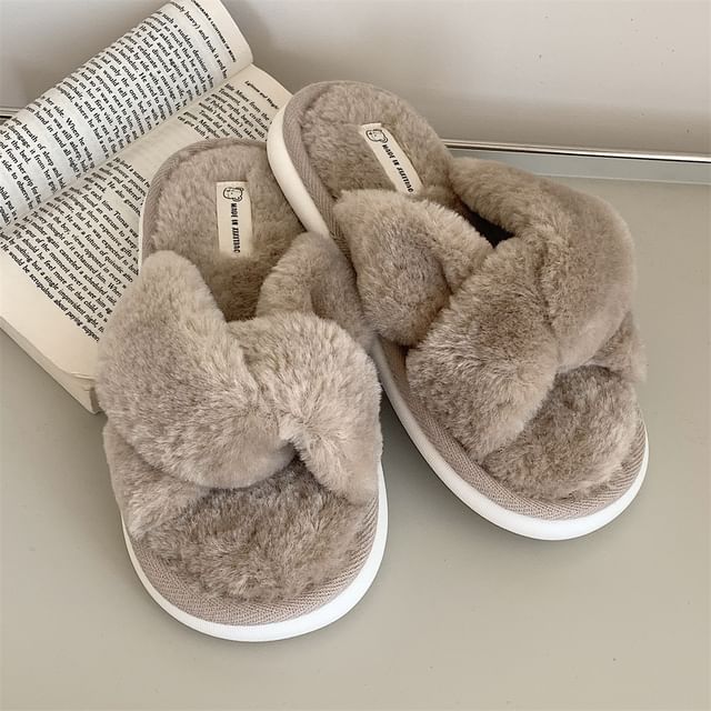 Fluffy Knot Slide Sandals