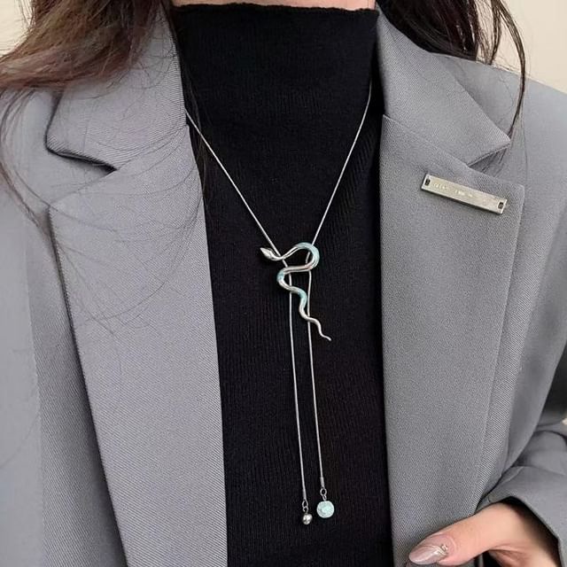 Snake Lariat Alloy Pendant Necklace