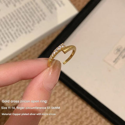 Alloy Set Open Rhinestone Ring /