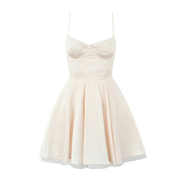 Sweetheart Neckline Lace Trim Layered A-Line Mini Dress