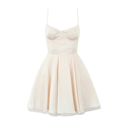 Sweetheart Neckline Lace Trim Layered A-Line Mini Dress
