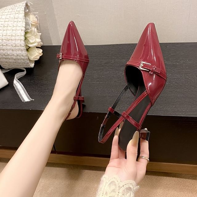 Pointed Slingback Kitten Heel Sandals