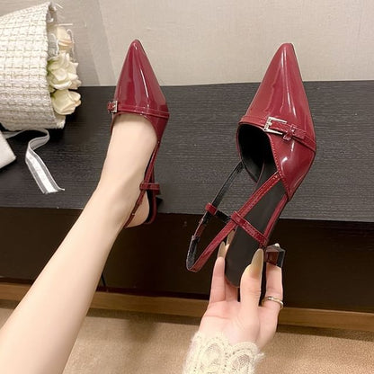 Pointed Slingback Kitten Heel Sandals