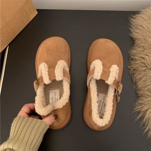 Fleece-Lined Mary Jane Mules