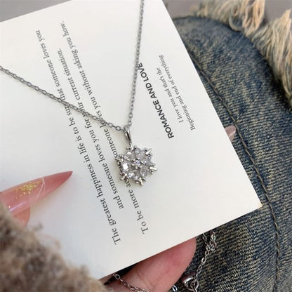 Snowflake Necklace Pendant Rhinestone