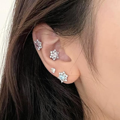 Earring Rhinestone Snowflake Stud