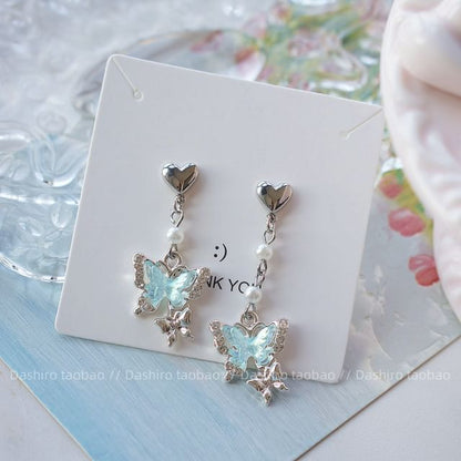 On Rhinestone / Butterfly Drop Earring Clip