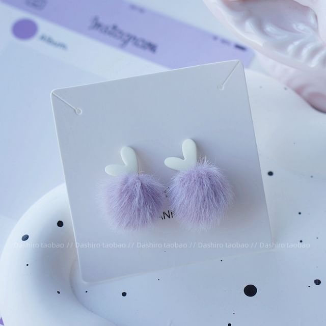 Pom Drop Earring Stud On / Clip