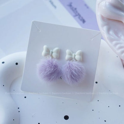 Pom Drop Earring Stud On / Clip