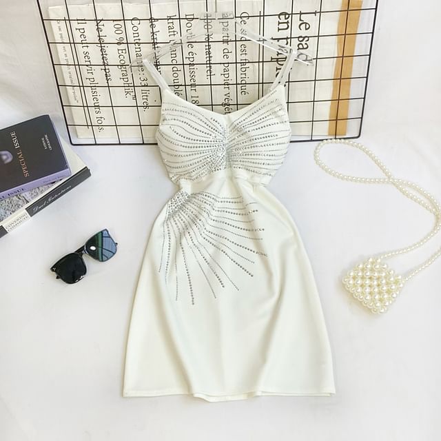 Rhinestone A-Line Mini Dress