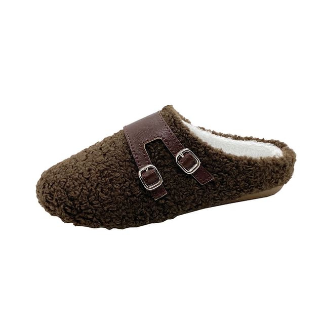 Buckled Fleece Mules