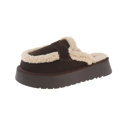 Platform Fleece-Lined Loafer Mules