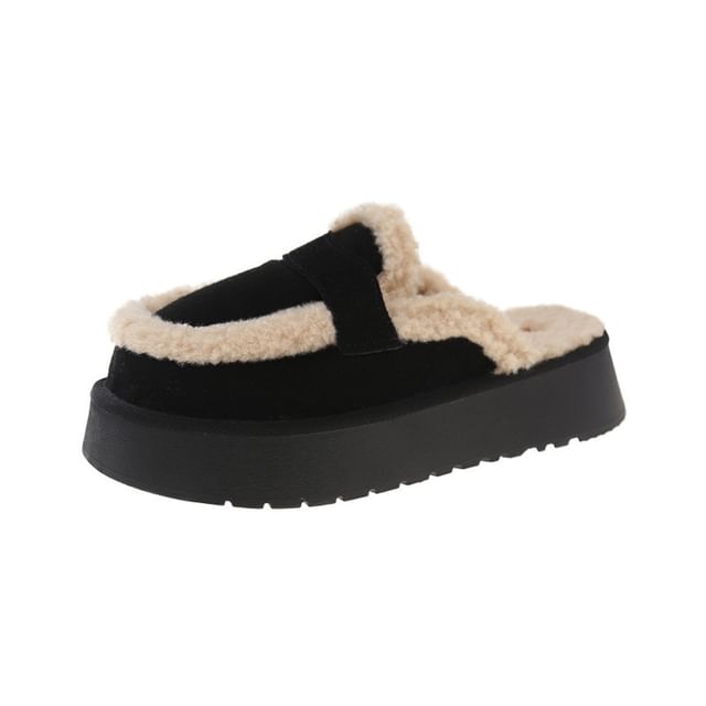 Platform Fleece-Lined Loafer Mules
