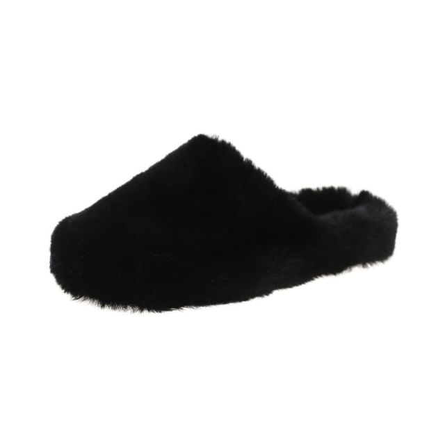 Platform Plain Fluffy Mules
